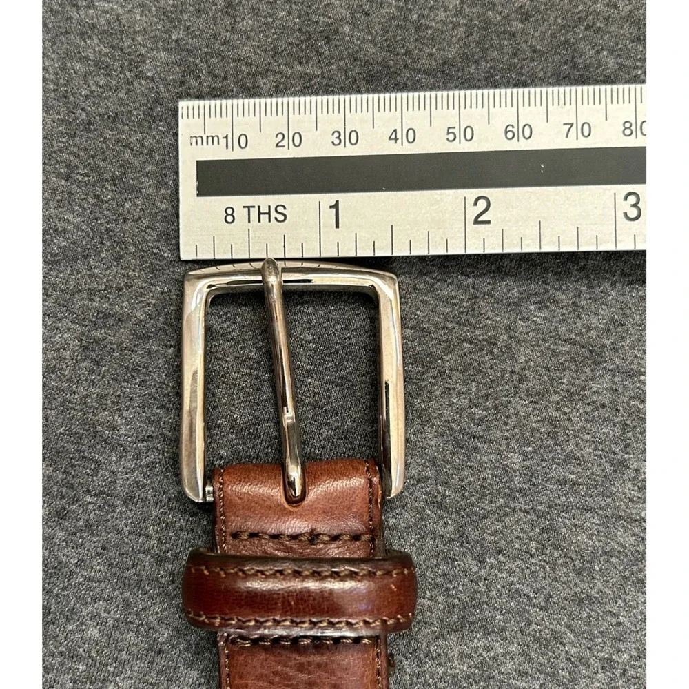Polo Ralph Lauren Leather Belt Men's Size 38 Brown Made in Italy Silver Buckle